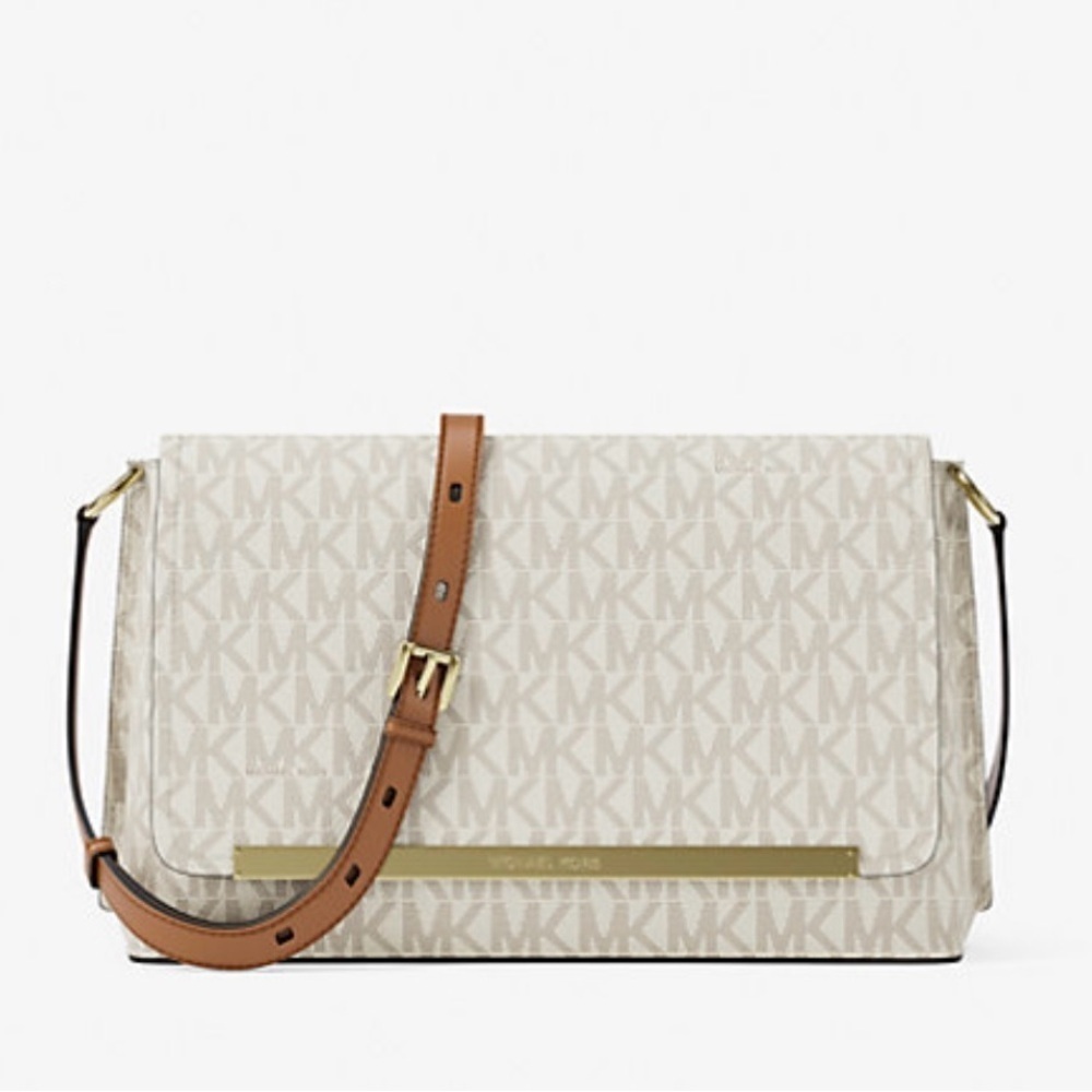 Michael Kors Monogram Beige and Tan Crossbody Bag